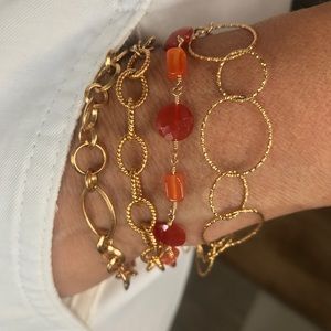ONE ORANGE Carnelian gemstone bracelet w/14k GOLD